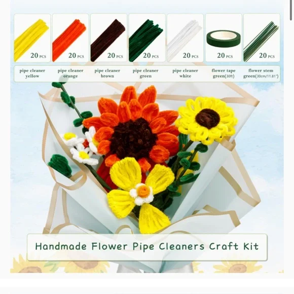 Pipe Cleaner Craft Kits 2 Set Flower Floral Craft Supplies Kids Toys STEM SM4 - Picture 3 of 16